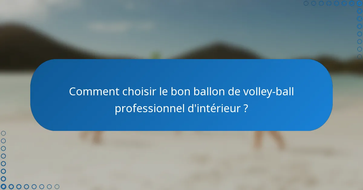 Comment choisir le bon ballon de volley-ball professionnel d'intérieur ?