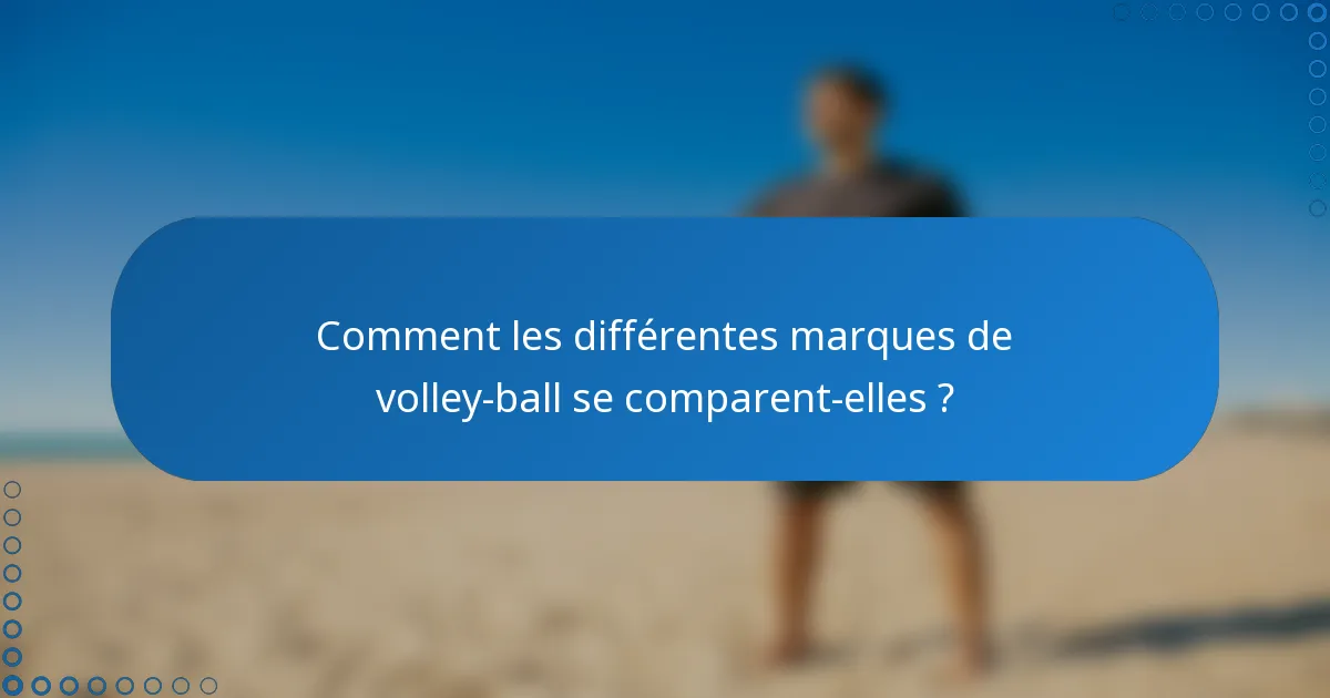 Comment les différentes marques de volley-ball se comparent-elles ?