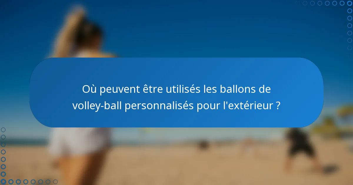 Où peuvent être utilisés les ballons de volley-ball personnalisés pour l'extérieur ?