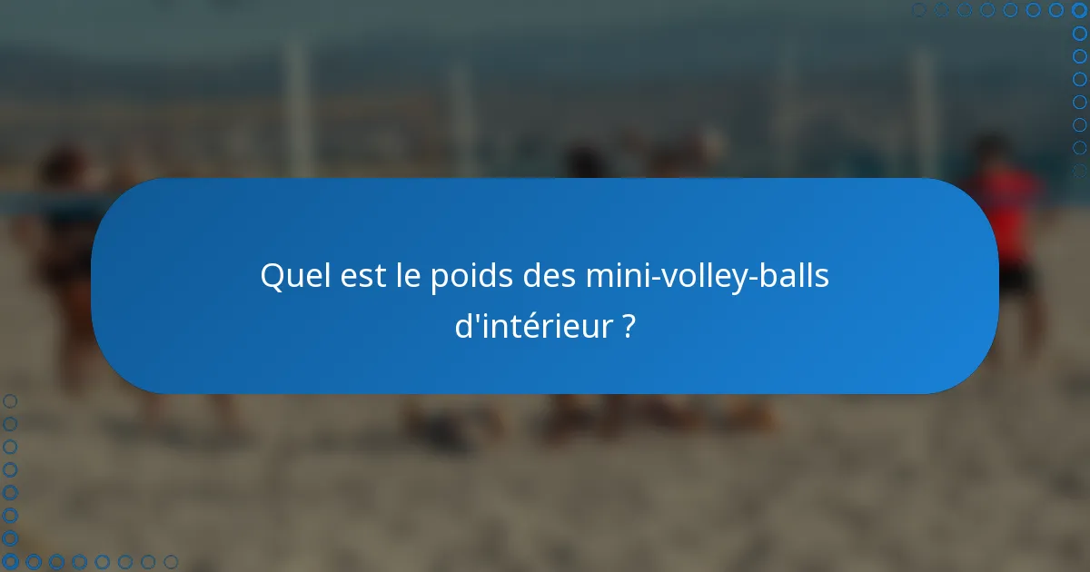 Quel est le poids des mini-volley-balls d'intérieur ?
