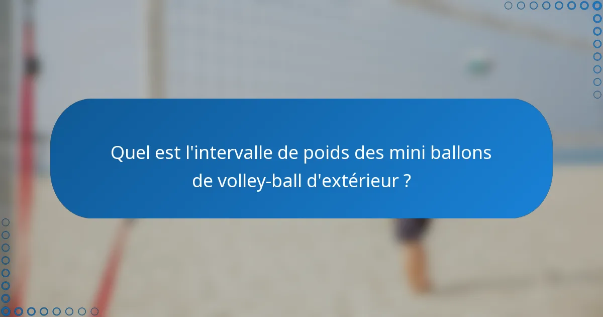 Quel est l'intervalle de poids des mini ballons de volley-ball d'extérieur ?