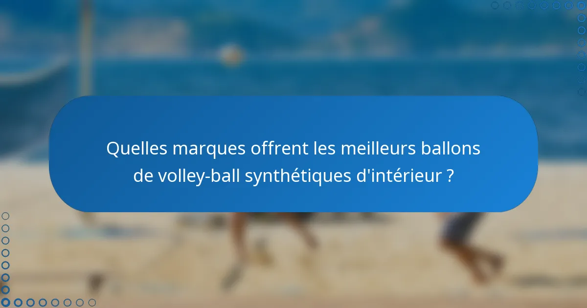 Quelles marques offrent les meilleurs ballons de volley-ball synthétiques d'intérieur ?