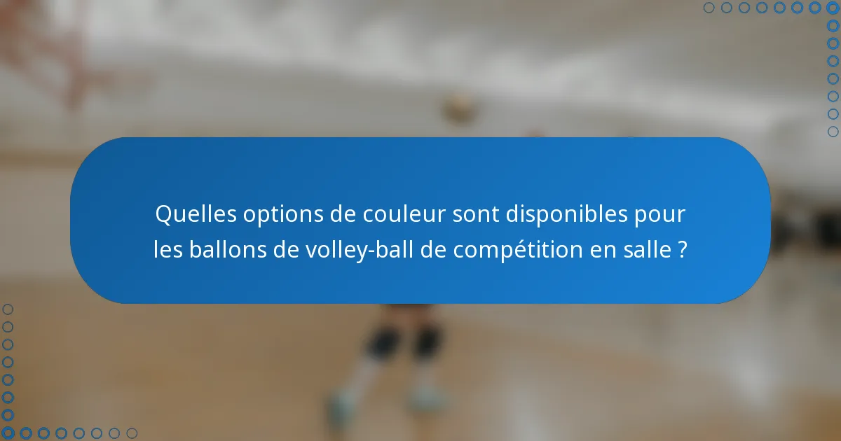 Quelles options de couleur sont disponibles pour les ballons de volley-ball de compétition en salle ?
