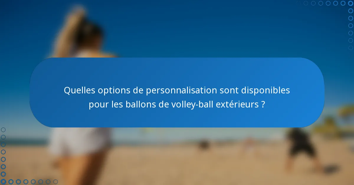Quelles options de personnalisation sont disponibles pour les ballons de volley-ball extérieurs ?