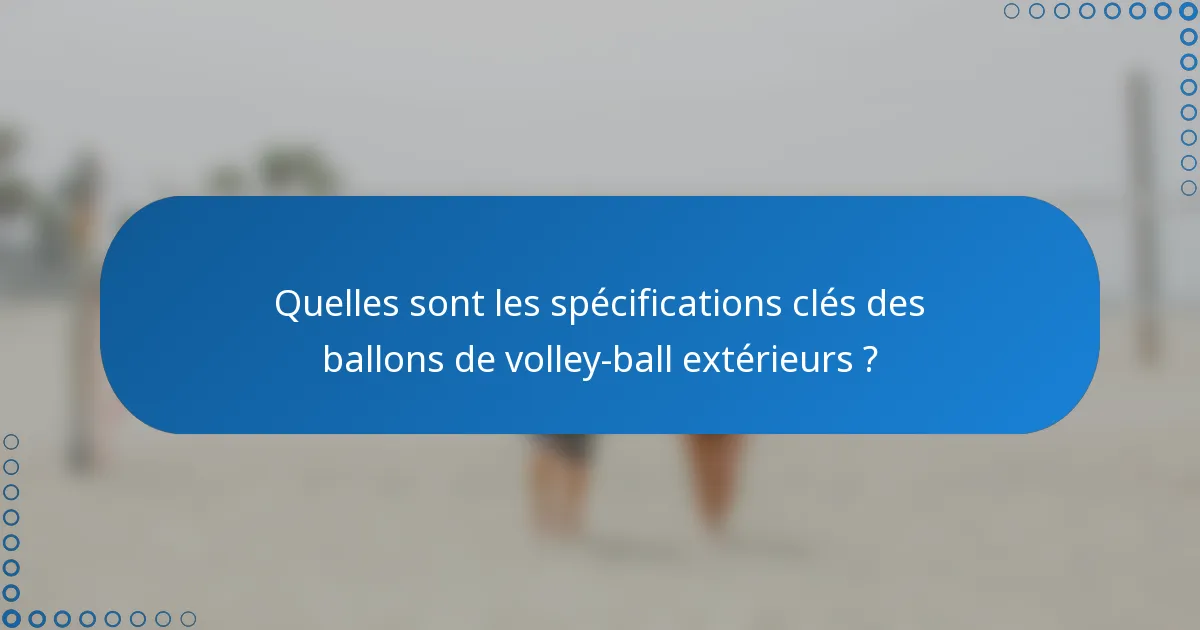 Quelles sont les spécifications clés des ballons de volley-ball extérieurs ?