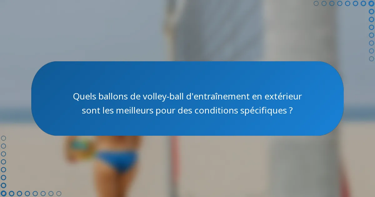 Quels ballons de volley-ball d'entraînement en extérieur sont les meilleurs pour des conditions spécifiques ?