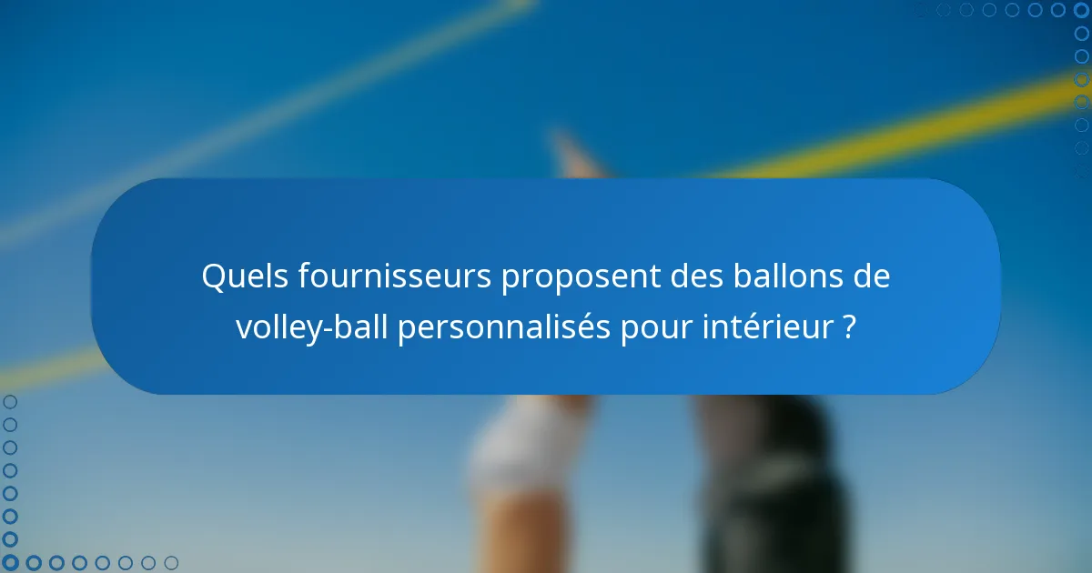 Quels fournisseurs proposent des ballons de volley-ball personnalisés pour intérieur ?
