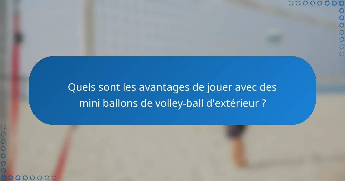 Quels sont les avantages de jouer avec des mini ballons de volley-ball d'extérieur ?