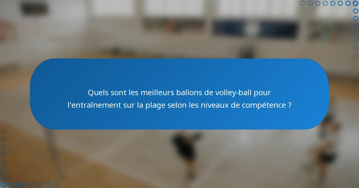 Quels sont les meilleurs ballons de volley-ball pour l'entraînement sur la plage selon les niveaux de compétence ?